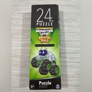 MONSTER JAM ✨24 piece Truckin' Pals Alien Invasion Puzzle - Green and Silver GUC
